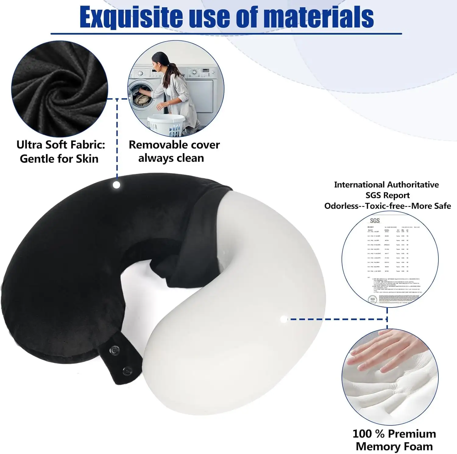 SAIREIDER Travel Pillow Pure Memory Foam Travel Neck Pillow, Airplane Pillow for Traveling - 71gdFgNexPL._AC_SL1500_